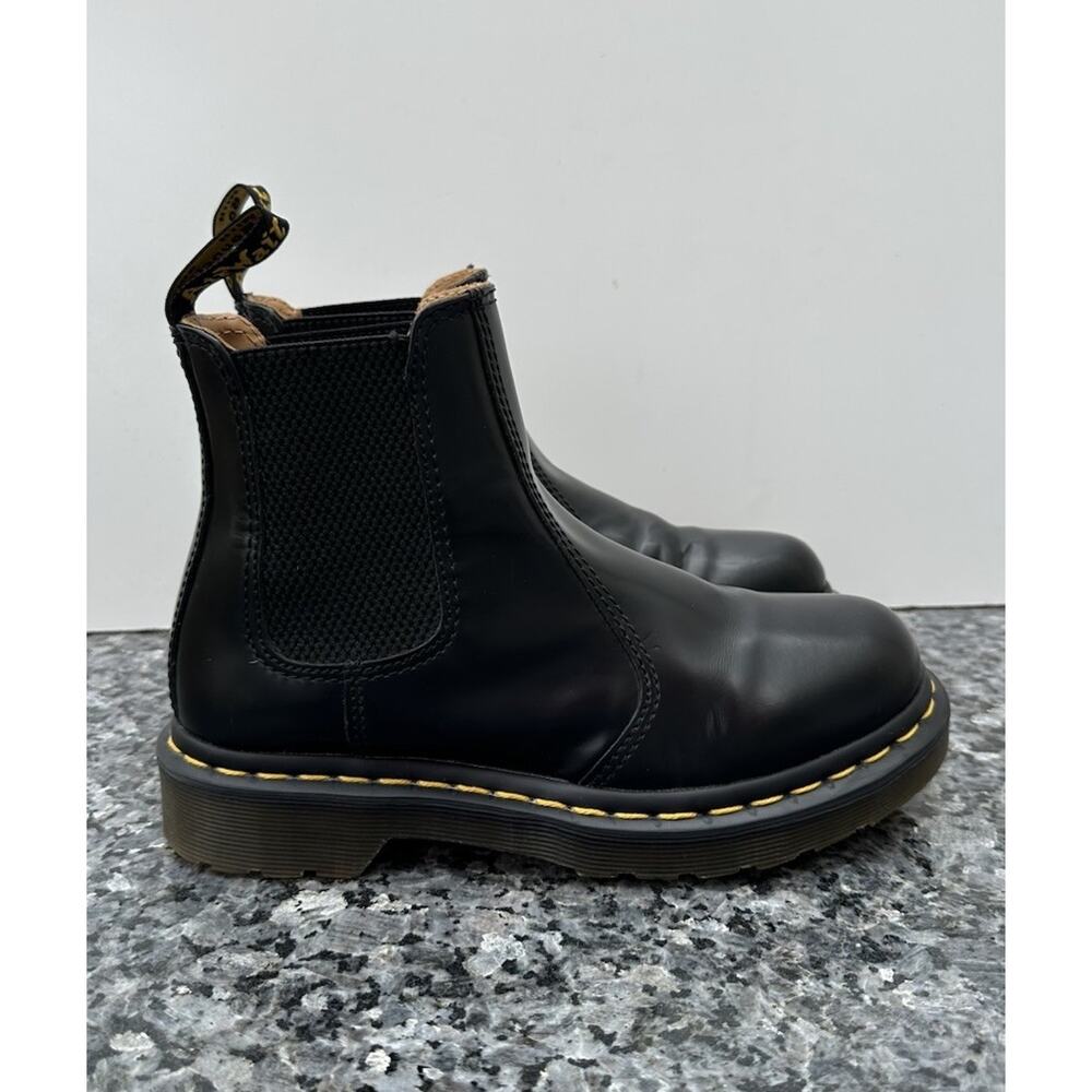 Dr. Martens Yellow Stitch Women’s Size 5 Black Leather Chelsea Boots